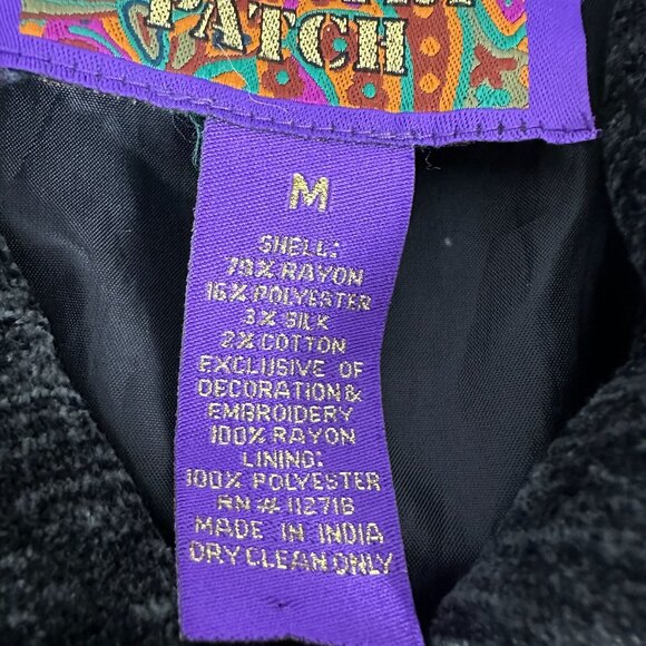 Tapestry Patch Vintage Patchwork Velvet Jacket With Gold Buttons & Embroidery M - Picture 4 of 7